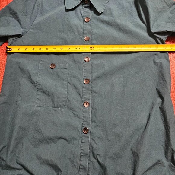 IC by Connie K Teal Button-Down Tunic Shirt Sz M Architectural Lagenlook Artsy - Picture 9 of 10
